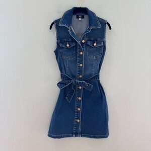 Kut From The Kloth Denim Sleeveless Tie Waist Dress